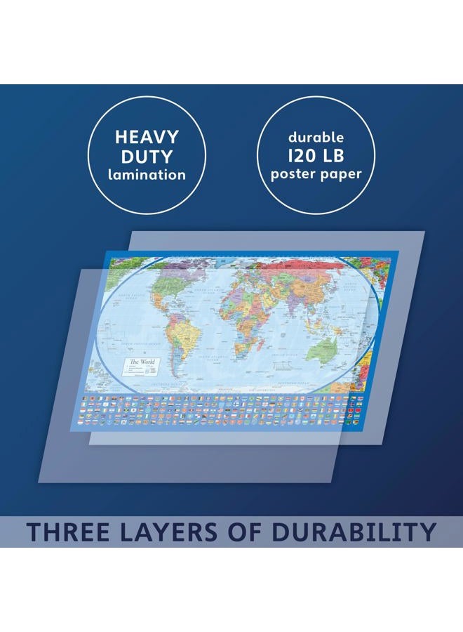 Palace Learning Equal Earth World Map Poster - map design shows continents at true relative size. (LAMINATED, 18” x 29”) - Image 3