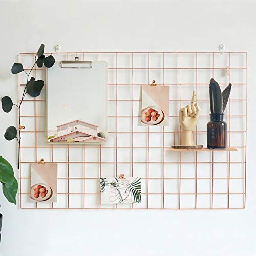 GBYAN Wall Grid 2 Pack Wire Photo Grid Panels Metal Picture Rack Wall Organizer for Memo, Photo Display, 25.6" x17.7 Each Grid Panel - Image 1