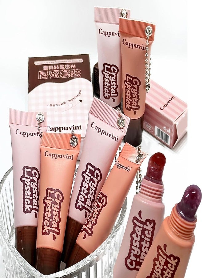 Cappuvini Crystal Lip Glaze | Transparent Jelly Texture | Long Stay with Lip Care Benefits | Adorable Keychain Packaging | Long-Lasting Lip Glaze with Glossy Finish | Light Pink & Purple Shades for Women | Korean Style Makeup for Girls & Teens (01# Strawberry Jam, 8.5g) - Image 1