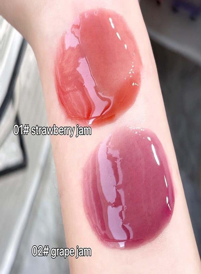 Cappuvini Crystal Lip Glaze | Transparent Jelly Texture | Long Stay with Lip Care Benefits | Adorable Keychain Packaging | Long-Lasting Lip Glaze with Glossy Finish | Light Pink & Purple Shades for Women | Korean Style Makeup for Girls & Teens (01# Strawberry Jam, 8.5g) - Image 2