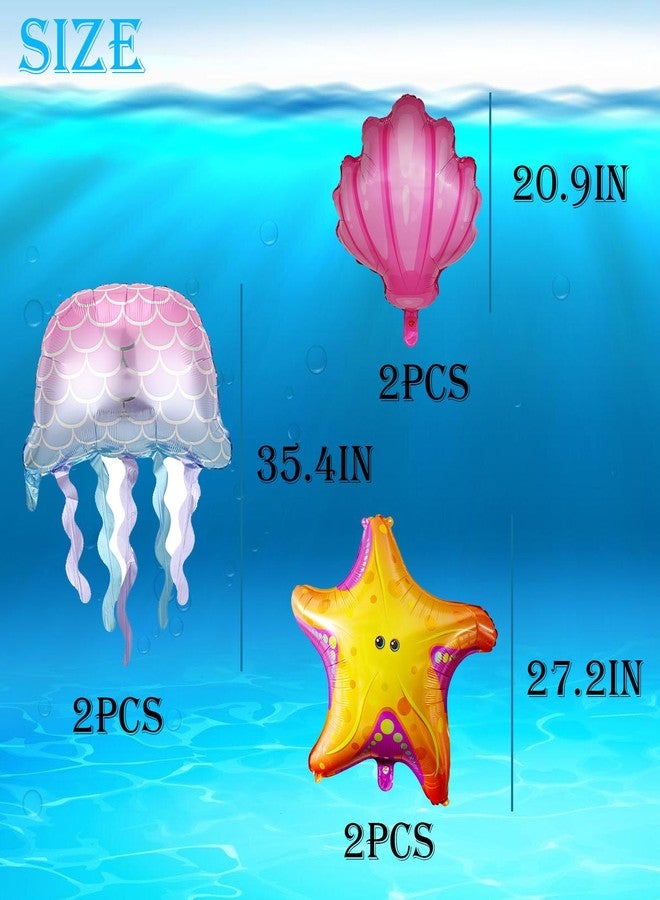 Chictry 6 PCS Sea Animal - Starfish Shell Jellyfish Balloons for Baby Shower Birthday Ocean Themed Party Decoration Supplies - Image 2