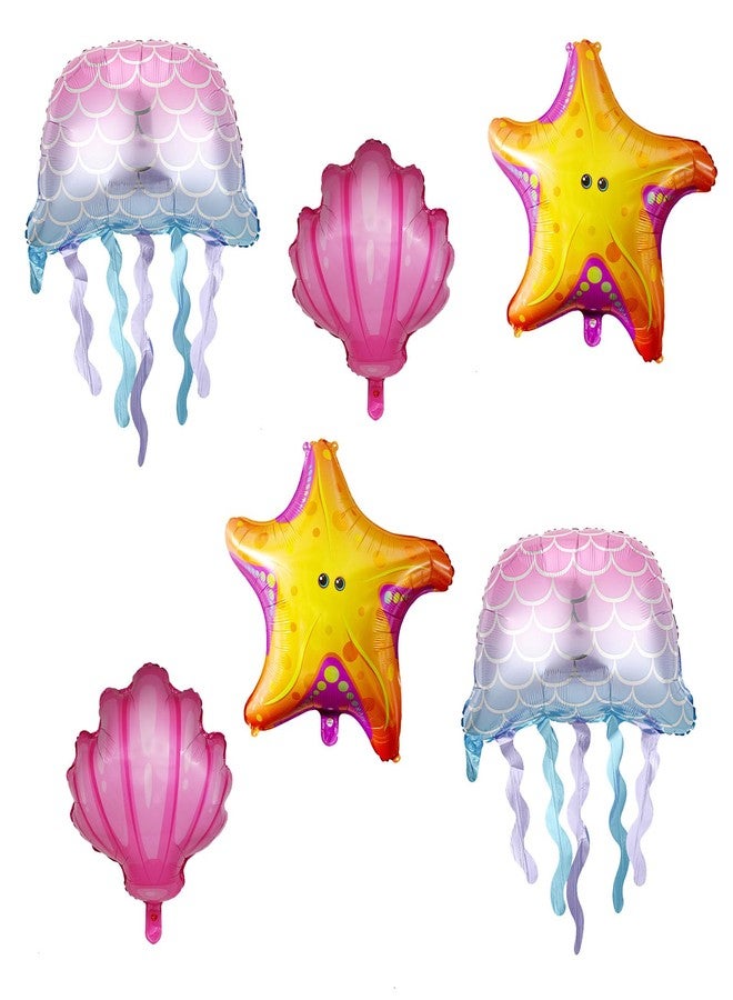 Chictry 6 PCS Sea Animal - Starfish Shell Jellyfish Balloons for Baby Shower Birthday Ocean Themed Party Decoration Supplies - Image 1