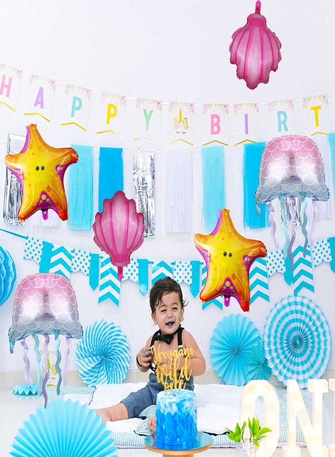 Chictry 6 PCS Sea Animal - Starfish Shell Jellyfish Balloons for Baby Shower Birthday Ocean Themed Party Decoration Supplies - Image 3