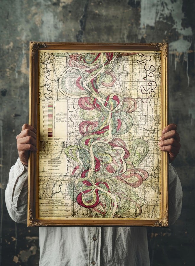 ArtCantHurtU Sheet 9-1944 Mississippi River Map - River House Decor Wall Art Gifts - Harold Fisk Ancient River Meander Alluvial Valley Poster Mississipi Mississ Missipi Unframed (16"x23") - Image 3