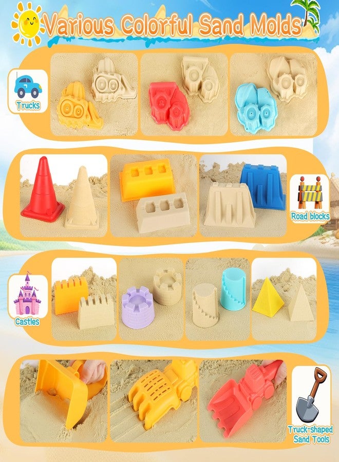 Elovien Beach Sand Toys, Large Dump Truck with Bucket, Sandbox Construction Toy Sand Castle Building Kit with Mesh Bag, Sand Molds, Shovels, Worker Figures, Kids Toddlers Summer Outdoor Travel Toys - Image 4