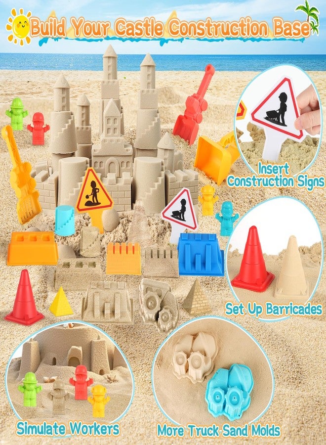 Elovien Beach Sand Toys, Large Dump Truck with Bucket, Sandbox Construction Toy Sand Castle Building Kit with Mesh Bag, Sand Molds, Shovels, Worker Figures, Kids Toddlers Summer Outdoor Travel Toys - Image 3