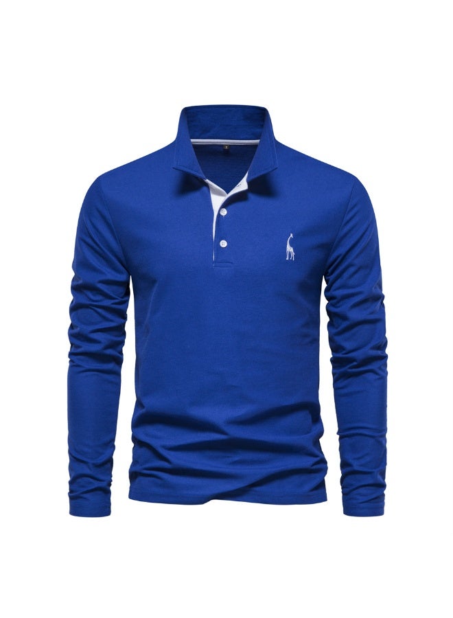 BIRD Spring Autumn Men's Street Fashion Lapel Button Solid Color High-End Leisure Comfortable Sports Long-Sleeved polo Shirt Tops - Image 1