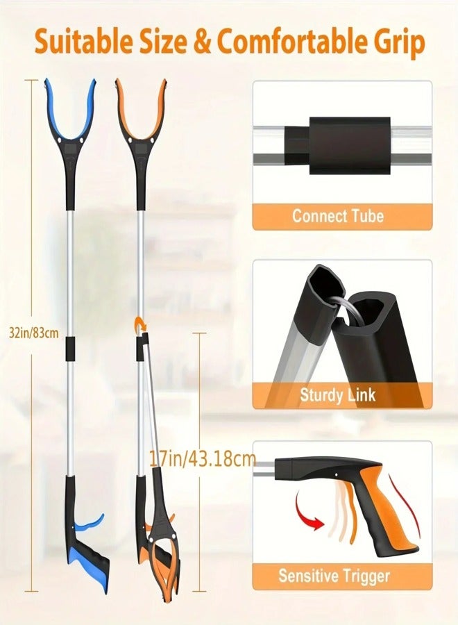 AROAQ Reacher Grabber tool 32 Inch Garbage Picker Gripper Lightweight Heavy Duty Elderly Grabbing Tool with 360° Rotating Clip  - Image 3