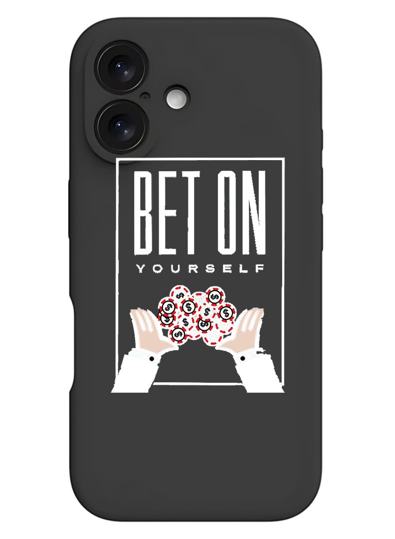 Theodor Protective Slim Fit Case Liquid Silicone Cover with Full Body Protection Anti-Scratch Shockproof Case For Apple iPhone 17 (Black) Bet on yourself - White - Image 1