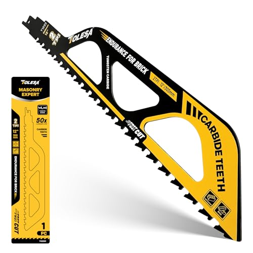TOLESA Demolition Masonry Reciprocating Saw Blades 12-Inch, Carbide Blades for Cutting Aerated Concrete and Hollow Brick, 1 Pack - Image 1