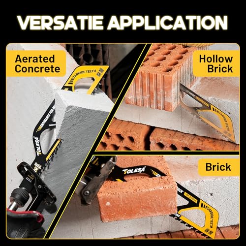 TOLESA Demolition Masonry Reciprocating Saw Blades 12-Inch, Carbide Blades for Cutting Aerated Concrete and Hollow Brick, 1 Pack - Image 4