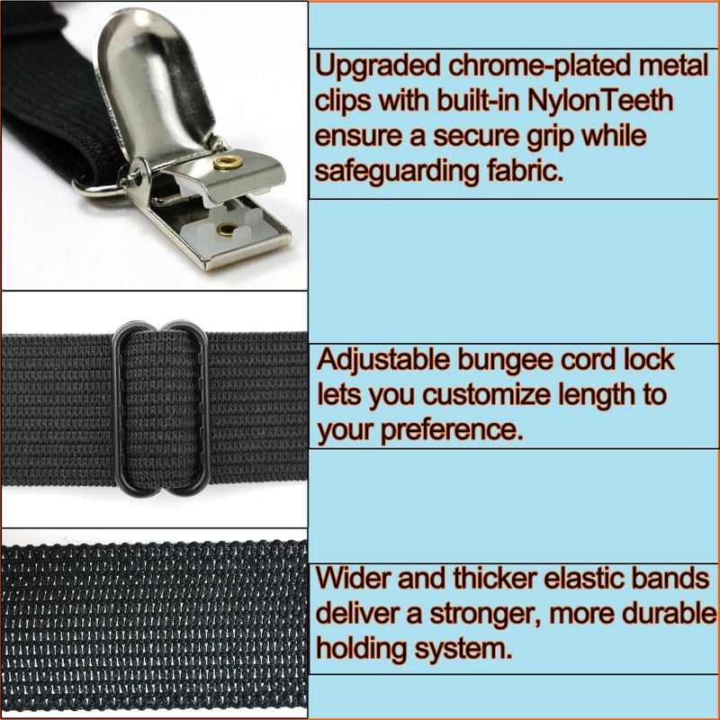 Szuoixe Sofa Cover Holder Straps Suspenders, Sofa Couch Covers Clip Fasteners, Adjustable Elastic Straps for Sofa Seat Recliner Slipcover, Cushion Holders (8, Black) 6-30in/15-75cm - Image 3