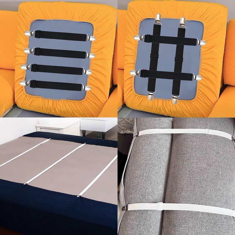 Szuoixe Sofa Cover Holder Straps Suspenders, Sofa Couch Covers Clip Fasteners, Adjustable Elastic Straps for Sofa Seat Recliner Slipcover, Cushion Holders (8, Black) 6-30in/15-75cm - Image 4