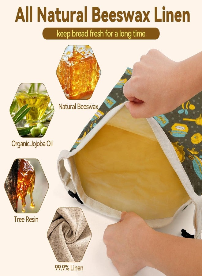 HAPYHOOM 2 Pack Beeswax Bread Bags for Sourdough Homemade Bread, Reusable Natural Organic Linen, Food Storage Cloth Bag, Large Capacity Portable, Freezer-Friendly, Freshness Preservation - Image 2
