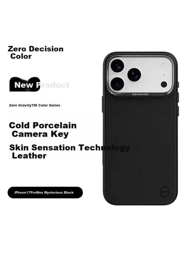 Defense Leather Case For Apple Iphone 17 Pro Max, Slim Shockproof Protective Cover With Magnetic Anti-sweat Full Protection, Xuan Black - Image 1