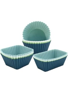 BWSJ 12  Silic Baking Cu Reusable Silic Cupcake Baking Cu Nonstick Muffin Liners 3 Shapes Standard Cake Molds Sets Lunch Box Bento Dividers for Kids  - Image 1