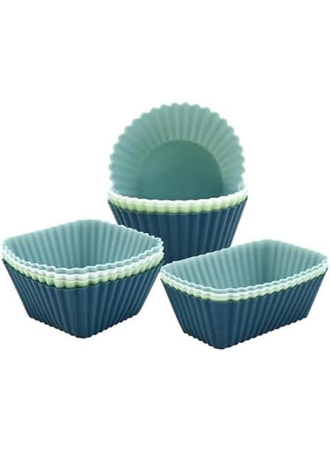 12  Silic Baking Cu Reusable Silic Cupcake Baking Cu Nonstick Muffin Liners 3 Shapes Standard Cake Molds Sets Lunch Box Bento Dividers for Kids