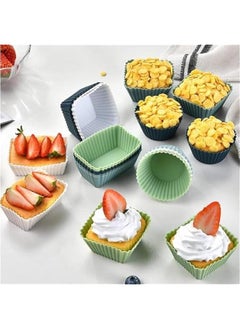 BWSJ 12  Silic Baking Cu Reusable Silic Cupcake Baking Cu Nonstick Muffin Liners 3 Shapes Standard Cake Molds Sets Lunch Box Bento Dividers for Kids  - Image 4