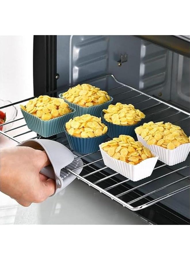 BWSJ - 12  Silic Baking Cu Reusable Silic Cupcake Baking Cu Nonstick Muffin Liners 3 Shapes Standard Cake Molds Sets Lunch Box Bento Dividers for Kids - Image 1
