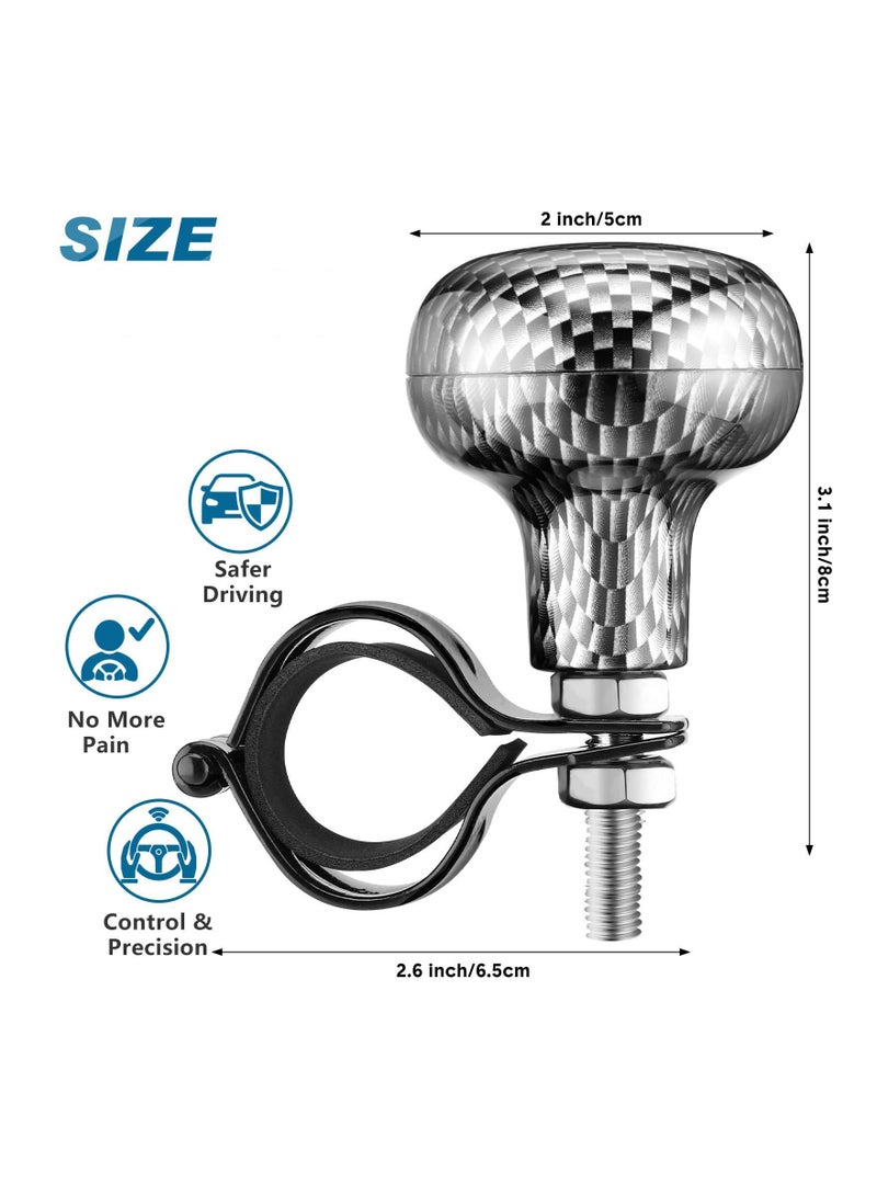 Steering Wheel Spinner Knob, 2Pcs Vehicle Turn Ball Knob Suicide Power Handle Accessories for Cars, Trucks, Tractors, Boats, Golf Cart, Black and Carbon Color - Image 5