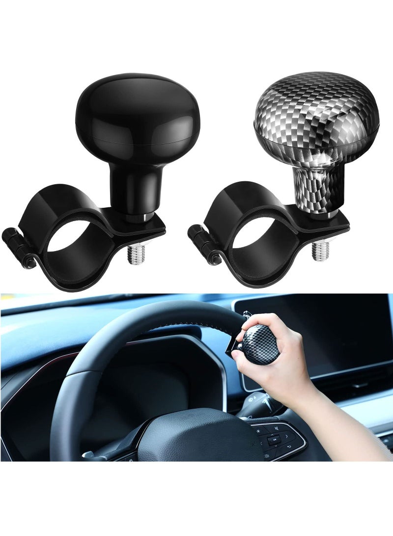 Steering Wheel Spinner Knob, 2Pcs Vehicle Turn Ball Knob Suicide Power Handle Accessories for Cars, Trucks, Tractors, Boats, Golf Cart, Black and Carbon Color - Image 1