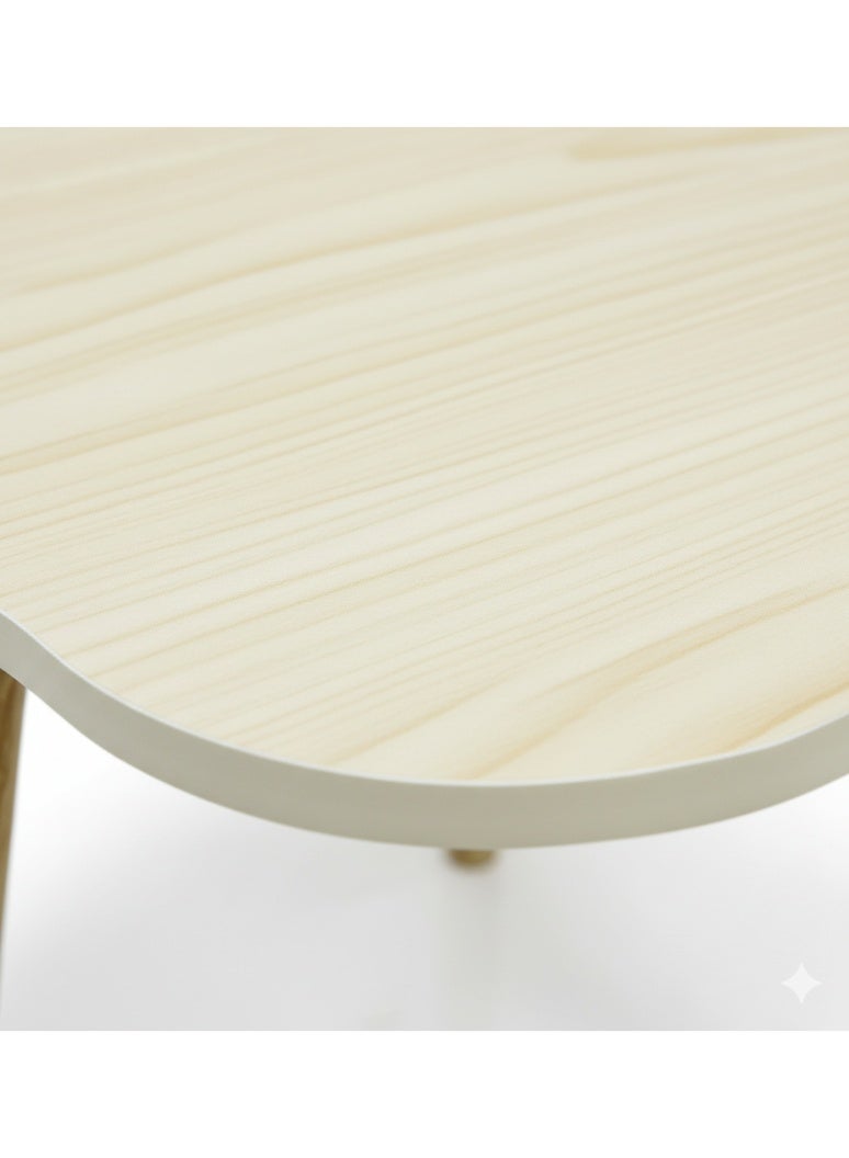 واو طاولة جانبية على شكل سحابة واو - طاولة جانبية وطاولة قهوة أنيقة من الخشب الصلب لغرفة المعيشة، وغرفة النوم، وغرفة الأطفال، والمساحات الصغيرة (بيج/أبيض) - Image 2