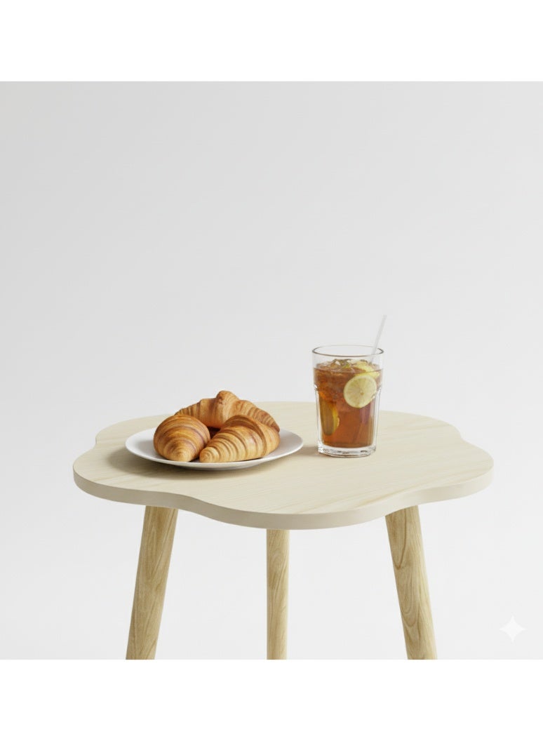 واو طاولة جانبية على شكل سحابة واو - طاولة جانبية وطاولة قهوة أنيقة من الخشب الصلب لغرفة المعيشة، وغرفة النوم، وغرفة الأطفال، والمساحات الصغيرة (بيج/أبيض) - Image 5