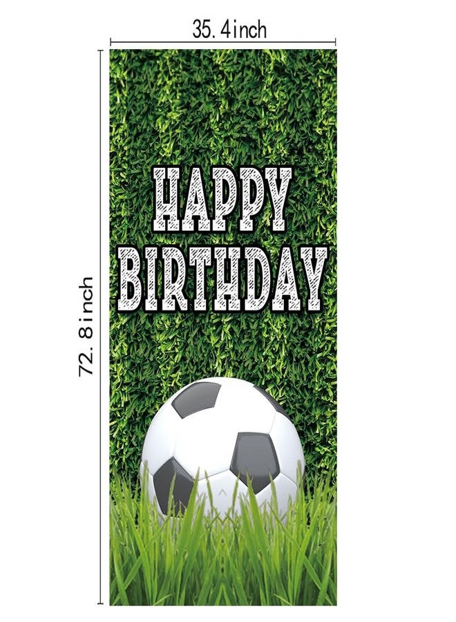 Fanghui Happy Birthday Themed Party Banner Polyester 72.8 x 35.4in Football Pitch Door Cover Green Grass Land Baby Shower Boys Kids Birthday Party Lobby Banner - Image 5