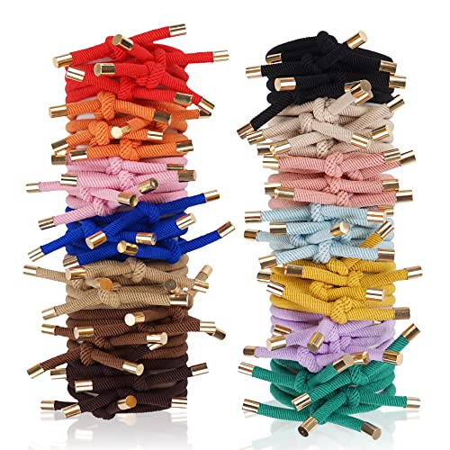 DealEachDay 56 Pieces Hair Tie Elastics Knotted Hair Ties Ponytail Holders for Women for Women Girls, 14 Colors - Image 1