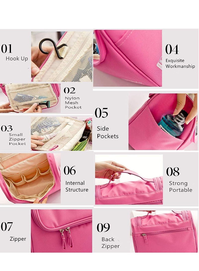 Men Women Travel Wash Bag Toiletry Organizer Pouch Shaving Cosmetic Make Up Case Pink - Image 5
