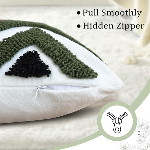 QoBexim Boho Accent Lumbar Pillow Covers 12x20 - Tufted Abstract Modern Throw Pillow Covers, Farmhouse Decorative Pillowcase for Couch, Sofa, Bed, Living Room -Green Pink Black Geometric - Image 2