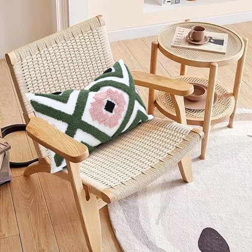 QoBexim Boho Accent Lumbar Pillow Covers 12x20 - Tufted Abstract Modern Throw Pillow Covers, Farmhouse Decorative Pillowcase for Couch, Sofa, Bed, Living Room -Green Pink Black Geometric - Image 5