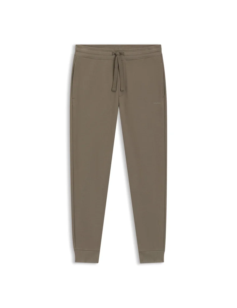 HUGO Cuffed tracksuit bottoms in cotton terry with logo print