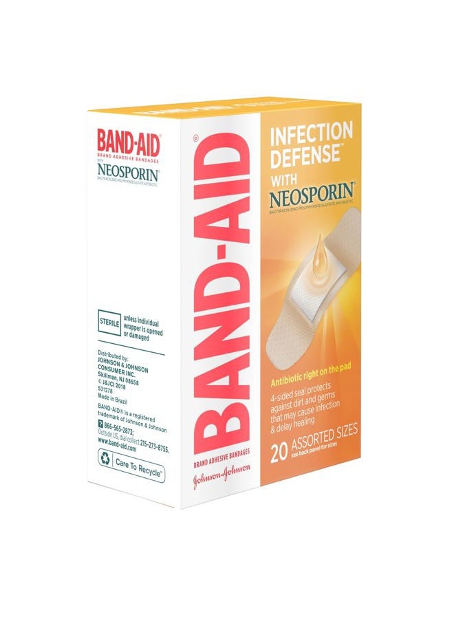 Band-Aid Brand Bandages with Neosporin Antibiotic Ointment, Assorted Sizes, 20 ct - Image 4