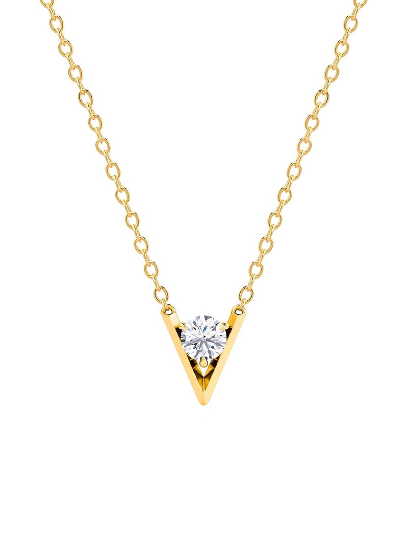 MINUTIAE 14K Gold Plated Single Diamond Pendant Necklace/Solitare Pendant/Austrian Cubic Zirconia Pendant For Women And Girls With Extendable Chain (Gold) - Image 4
