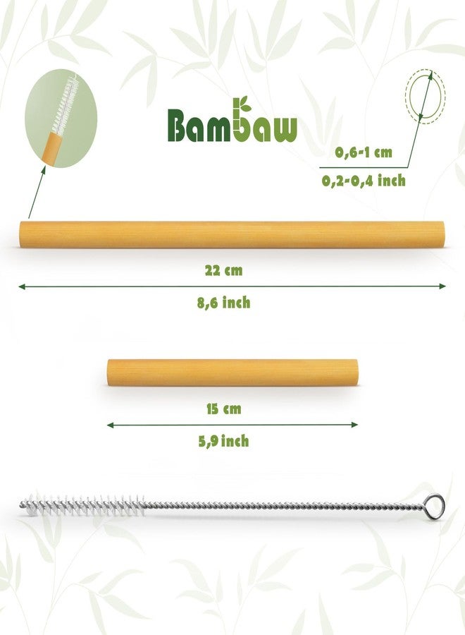Bambaw Reusable Bamboo Drinking Straws, Reusable Straw, Strong & Durable, Cocktail Straws, Biodegradable Straws, Eco Friendly Straws, BPA Free, Pack of 6 Straws - 5.9'' & 6 Straws - 8.7'' - Image 2