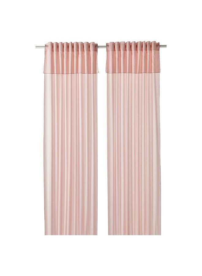 erorex Curtains, 1 pair, with heading tape/pale pink pink, 145x300 cm - Image 1