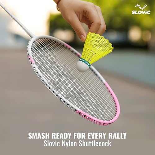 Slovic Shuttlecock Set [Pack of 3] | Badminton Shuttle Cock with Aerodynamic Wing Rib Design | Durable Nylon Feather Cock | Stable Flight & Fast Recovery | Ideal for Indoor & Outdoor Games - Image 2