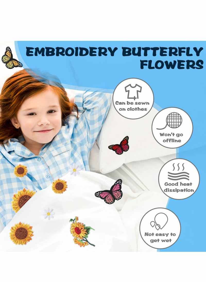 Y&D Embroidered Iron on Patches, 36 Pcs Butterfly Sunflower Cute Sew On Applique Patches for Clothing  - Image 3
