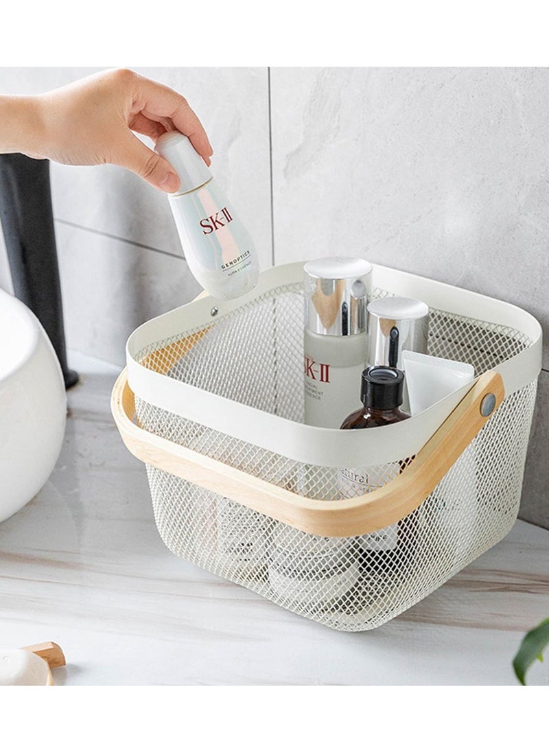 Generic - A metal basket with a wooden handle that can be used as a living basket and is suitable for fruit - Image 1