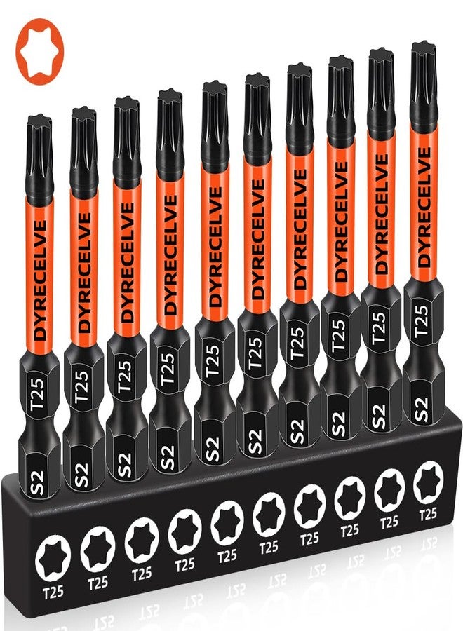 DYRECELVE 10-Pack T25 Torx Bits for Impact Driver, T-25 Torx/Star Bit Set 2'' Long, Magnetic Torque Head, Premium S2 Alloy Steel, 1/4'' Hex-Shank for Professional & DIY Use - Image 1