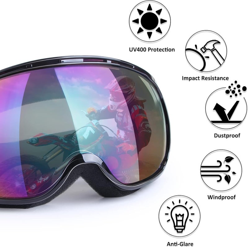 4-FQ Motocross Goggles with Multi-Color Reflective Lens for Men, Women, and Kids - Image 2