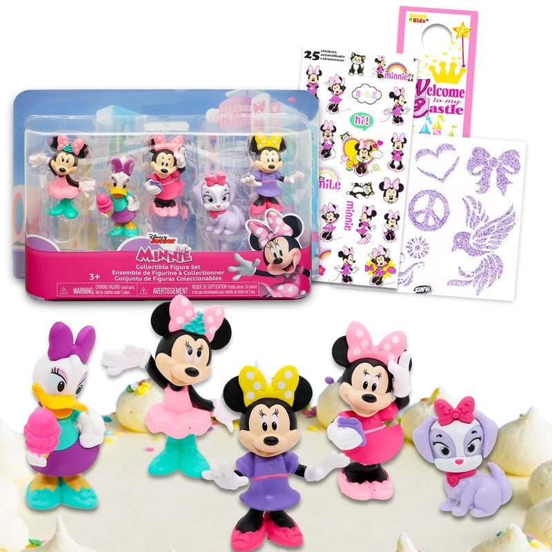 Minnie Mouse Cake Topper Birthday Party Supplies Bundle with 5 Disney Cake Toppers Stickers Tattoos More Minnie Mouse Party Favors - Image 2