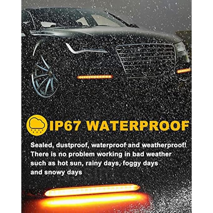 Qasim Drl Led Strip Car Daytime Running Light 14In White Automobile Decorative Warning Lights Yellow Streamer Flow Turn Signal Light Strip Bar 12V 2Pcs 345Cm - Image 5