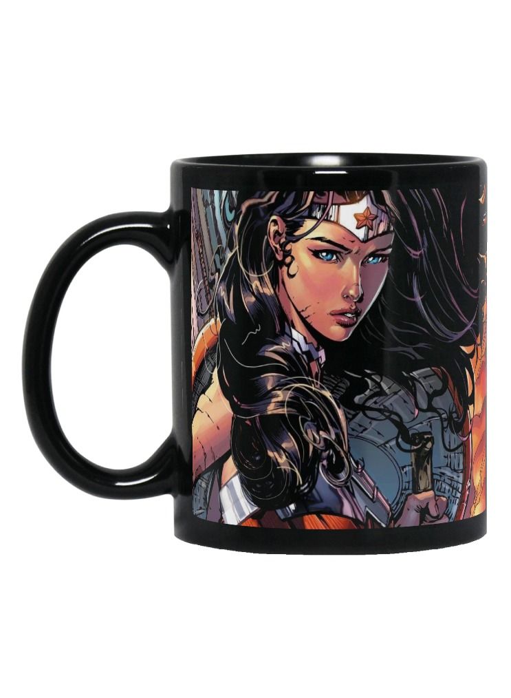 إم إي سي إمراة رائعة تصميم يلتف حول قدح القهوة المطبوع 11 أونصة أسود كامل - Image 1