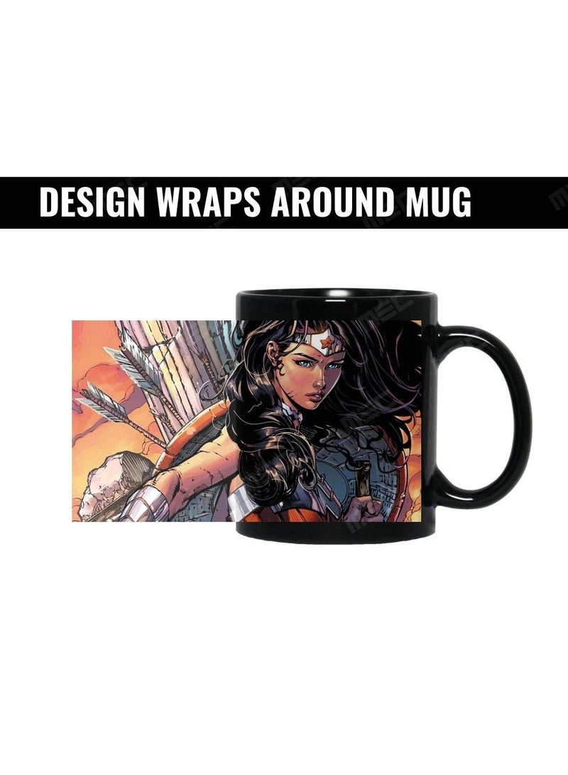 إم إي سي إمراة رائعة تصميم يلتف حول قدح القهوة المطبوع 11 أونصة أسود كامل - Image 2