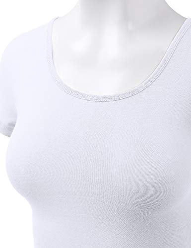 HATOPANTS Women Cotton Scoop Neck Crop Tops Short Sleeve Basic Casual Shirts White S - Image 5