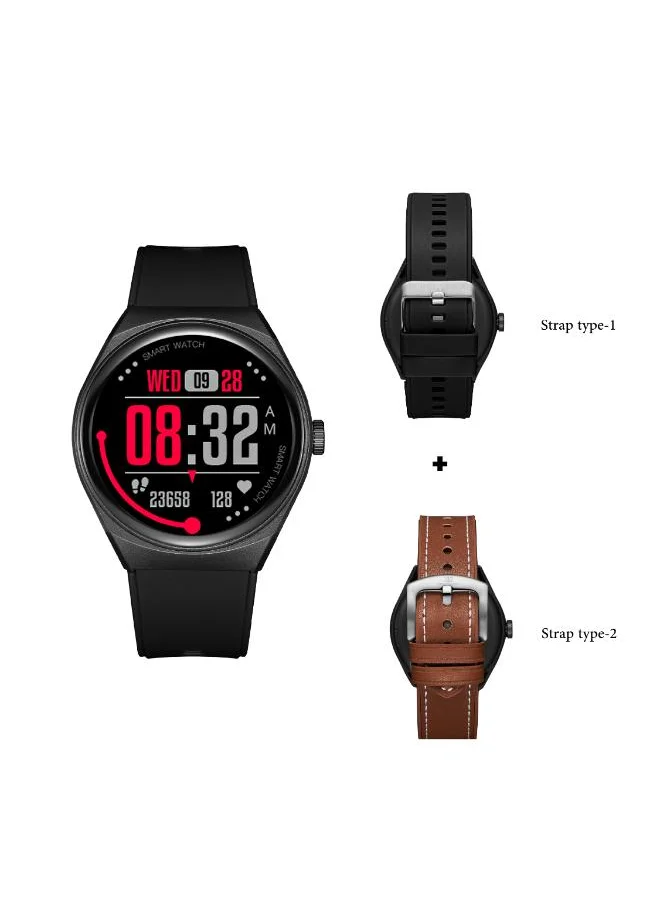 KENNETH SCOTT Kenneth Scott KG10SE-XSBBD Unisex Smart Display Watch & Silicone & Leather Strap Black & Brown