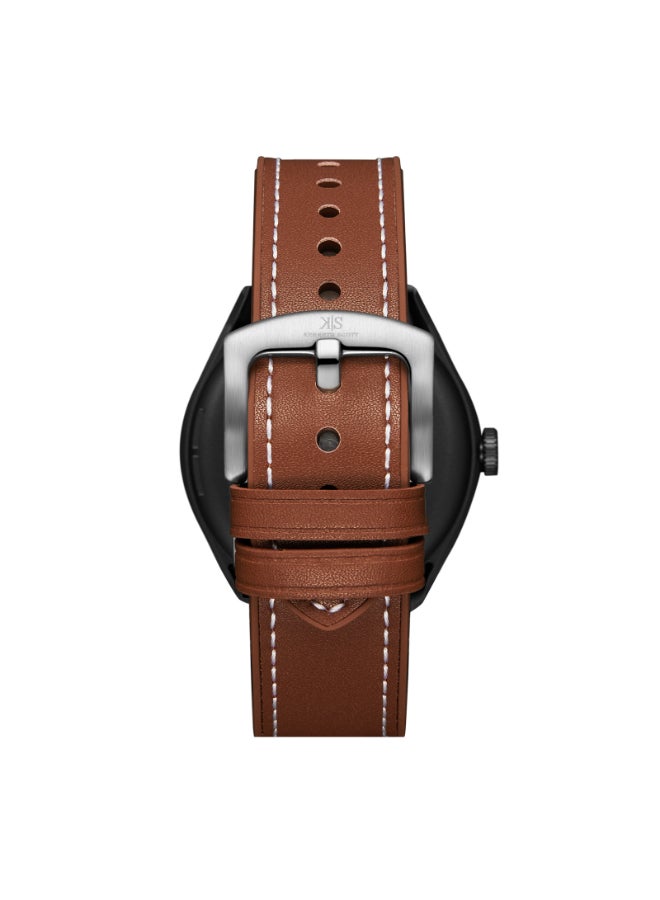 KENNETH SCOTT Unisex's Smart Display Watch With Black & Brown Silicone & Leather Strap - KG10SE-XSBBD  - Image 4