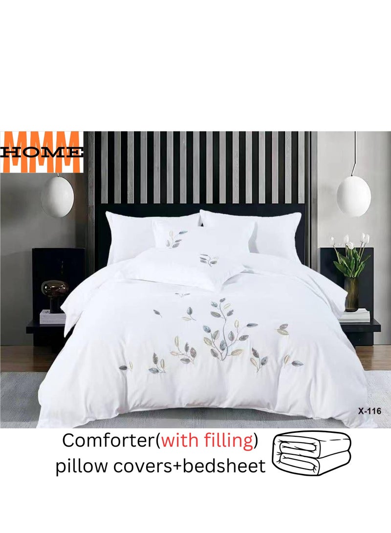 MMM HOME MMM HOME Embroidered 6pcs King size High Cotton Hotel Master Quality Microfiber Bedding Set Comforter/Bedsheet/Pillow covers set  - Image 2